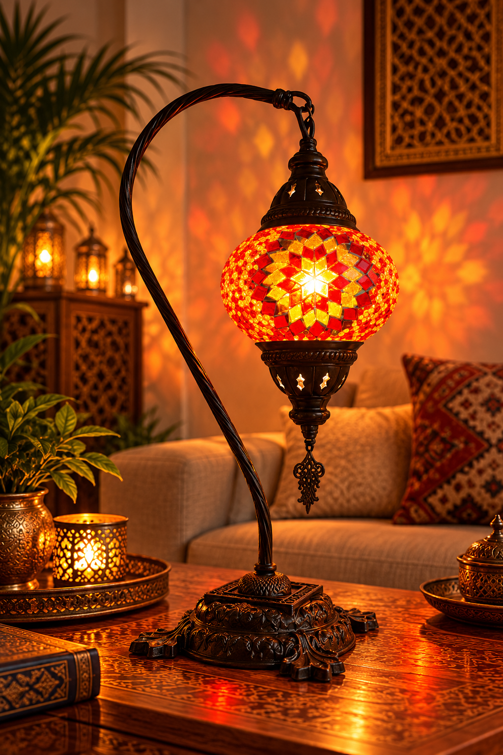 Orientalische Mosaik-Tischlampe – Ruby Sunset