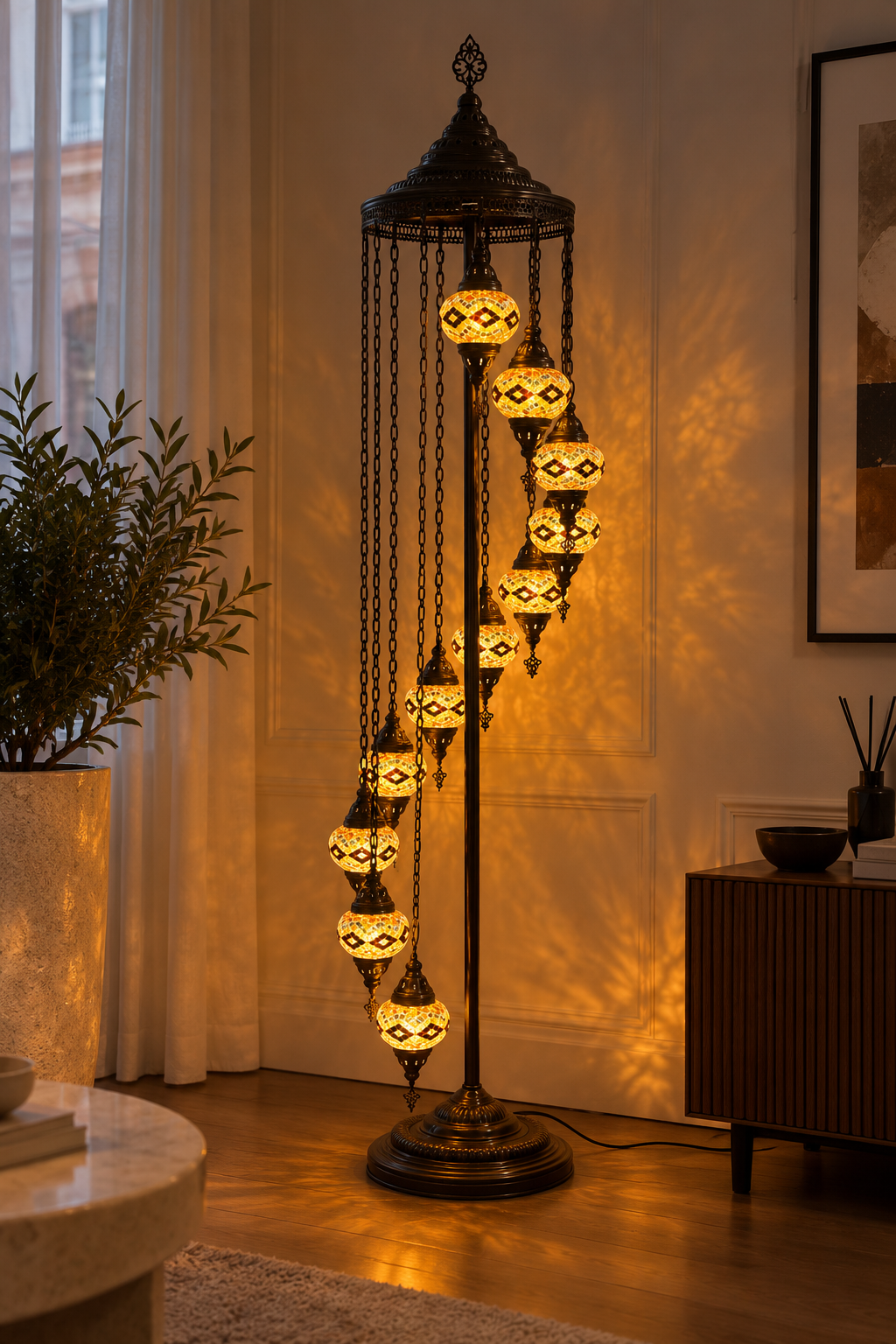 Orientalische Mosaik-Stehlampe - Golden Cascade