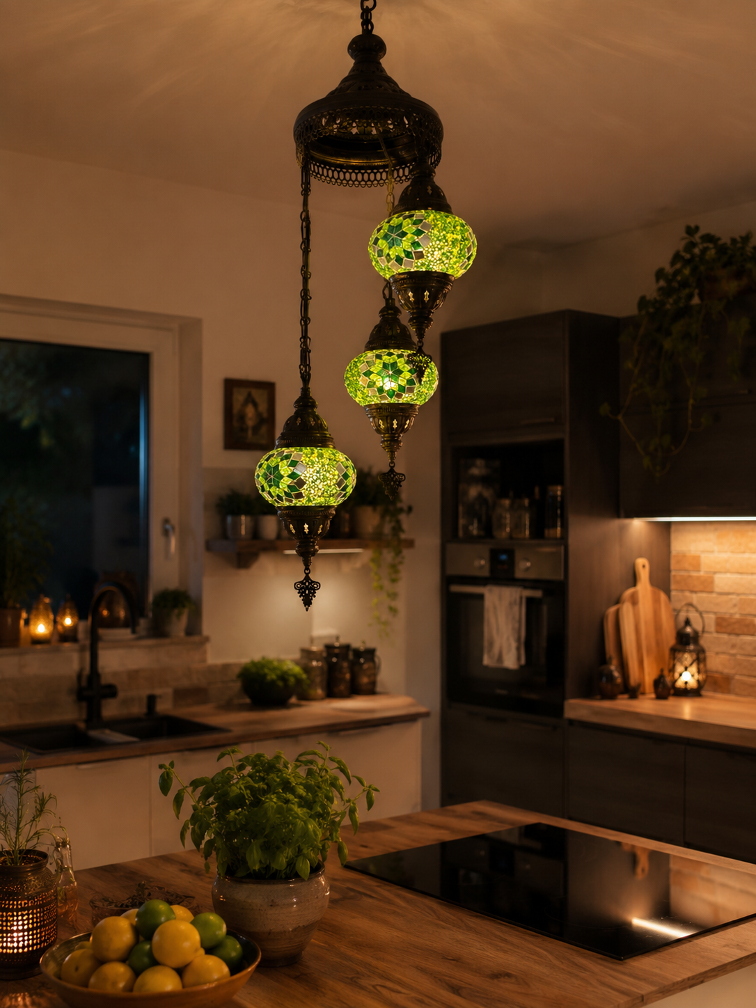 Emerald Trio 3-flammige Mosaik-Hängeleuchte