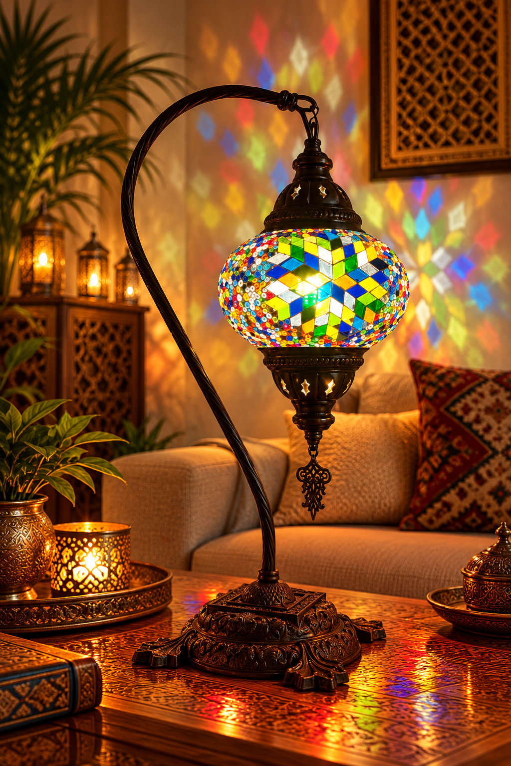 Orientalische Mosaik-Tischlampe – Rainbow Star