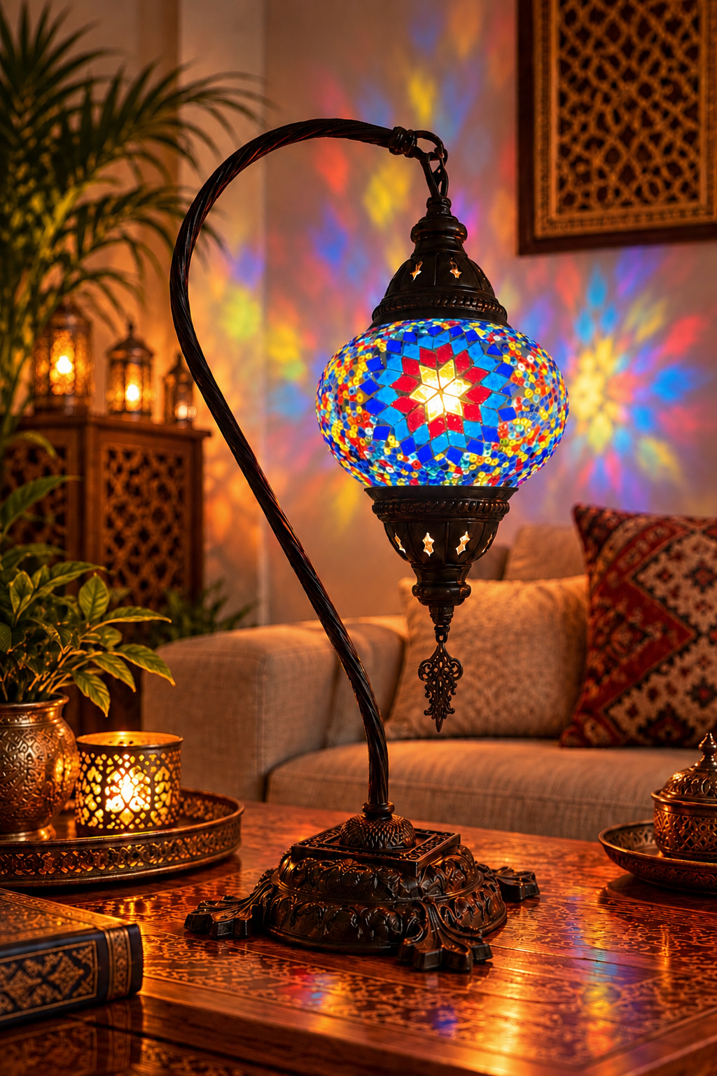 Orientalische Mosaik-Tischlampe – Sapphire Star