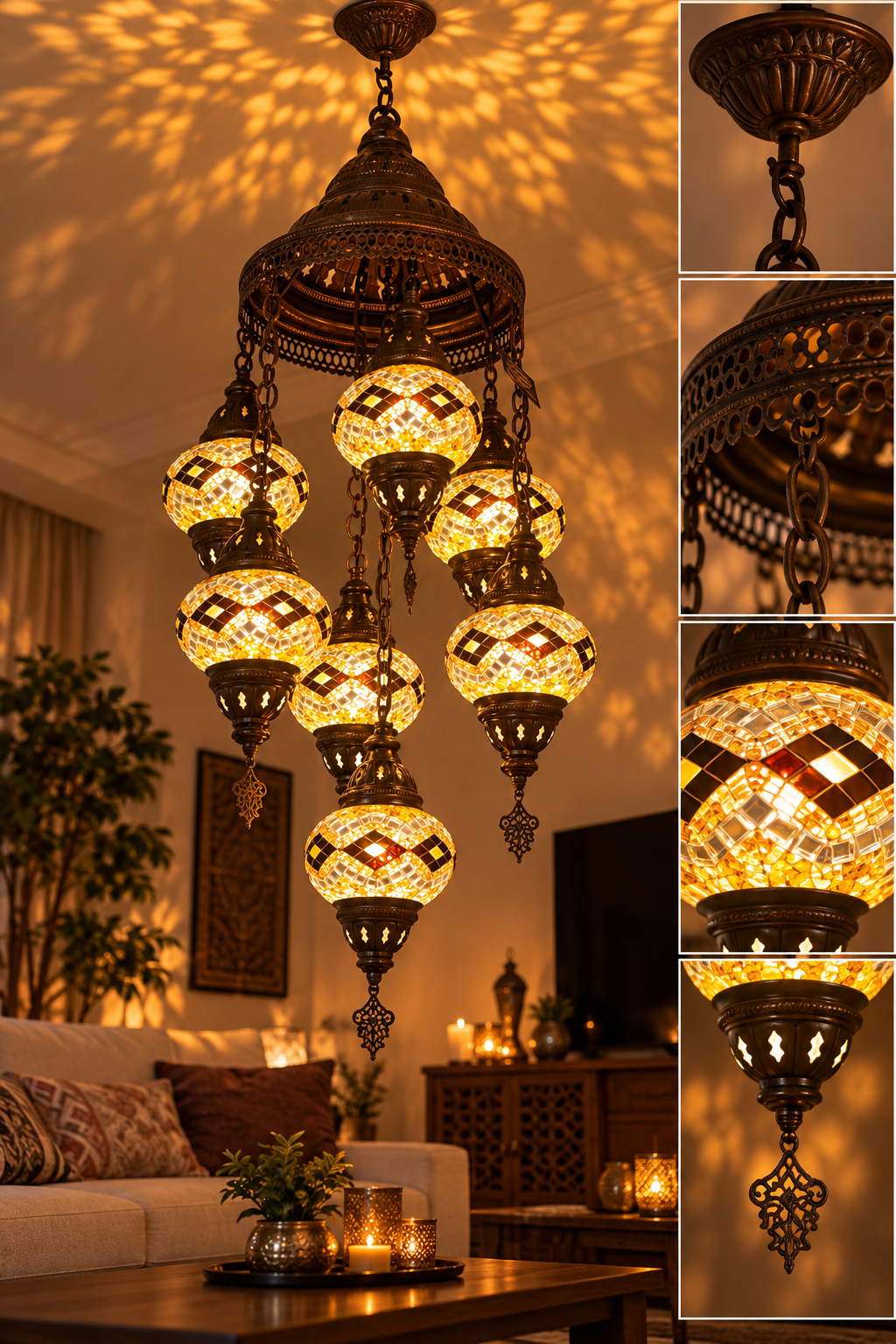 Orientalische Mosaik-Hängeleuchte – Amber Nights