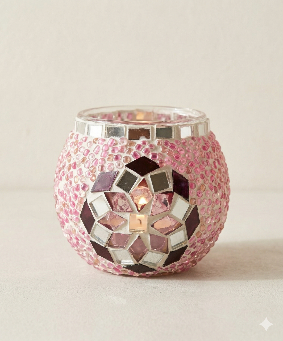 Mavina Mosaik-Windlicht – Mauveblüte