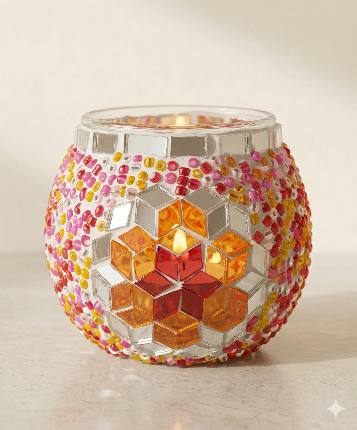 Melina Mosaik-Windlicht – Honigblüte