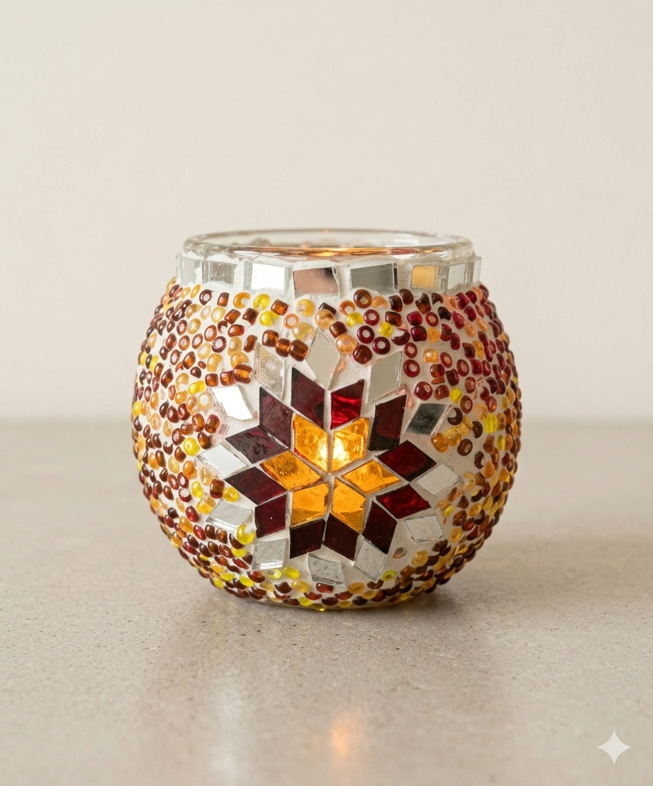 Narin Mosaik-Windlicht – Goldstern