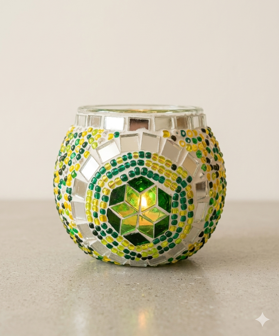 Nerina Mosaik-Windlicht – Limettenkreis