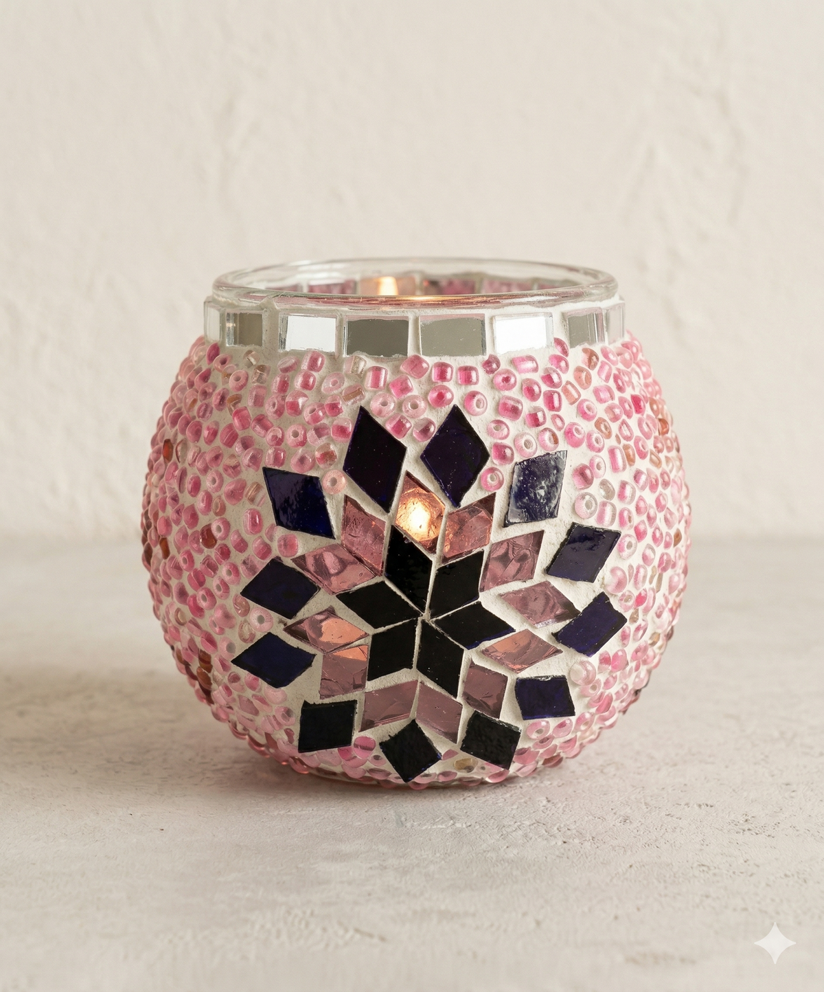 Noara Mosaik-Windlicht – Rosénachtblüte