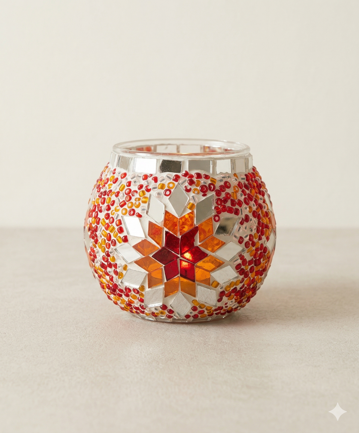 Ravena Mosaik-Windlicht – Rubinornament