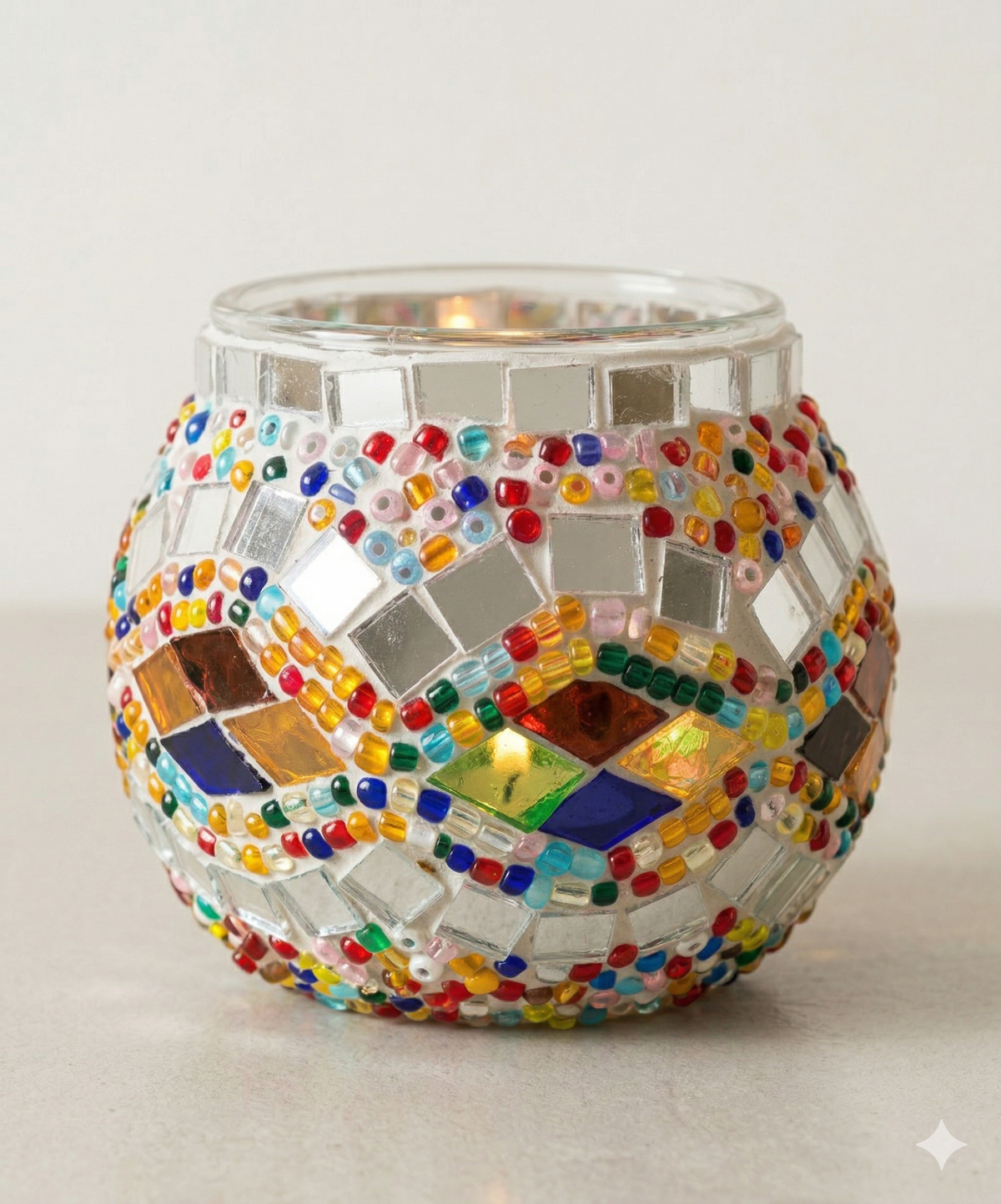 Talia Mosaik-Windlicht – Farbgeflecht