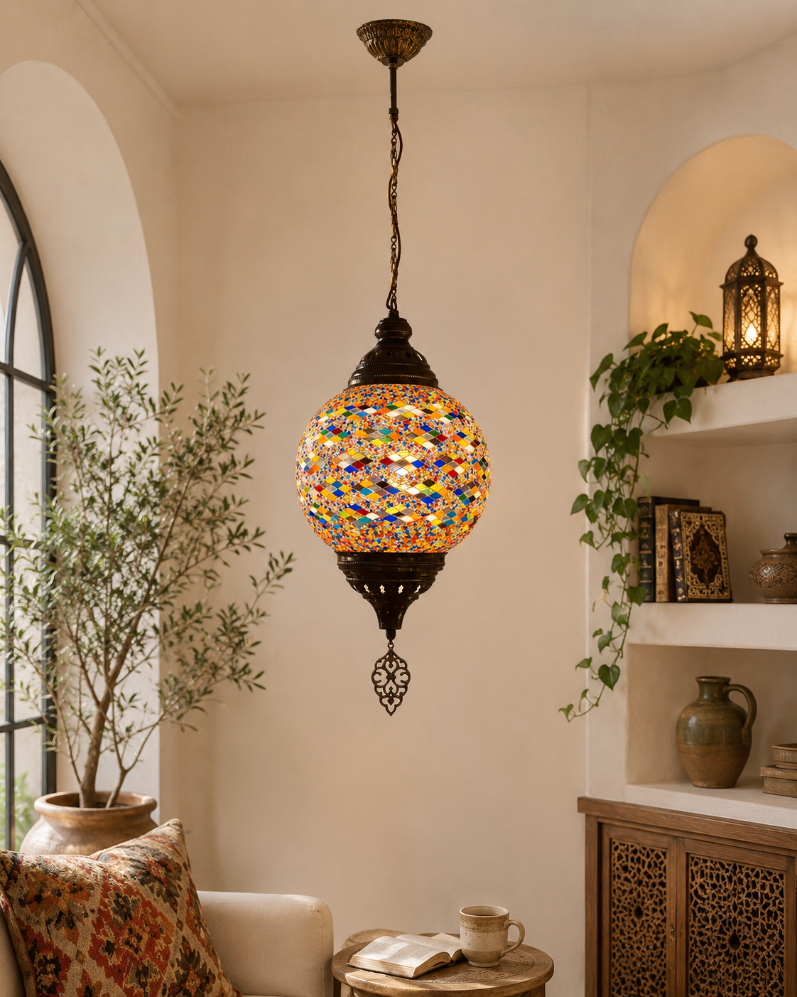 Yasmin Mosaik-Pendelleuchte – Kristall Multicolor