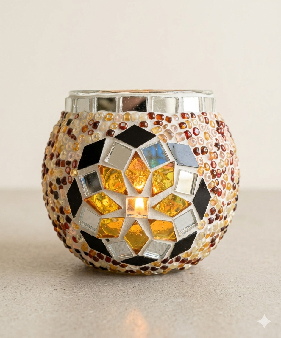 Zarina Mosaik-Windlicht – Goldmosaik
