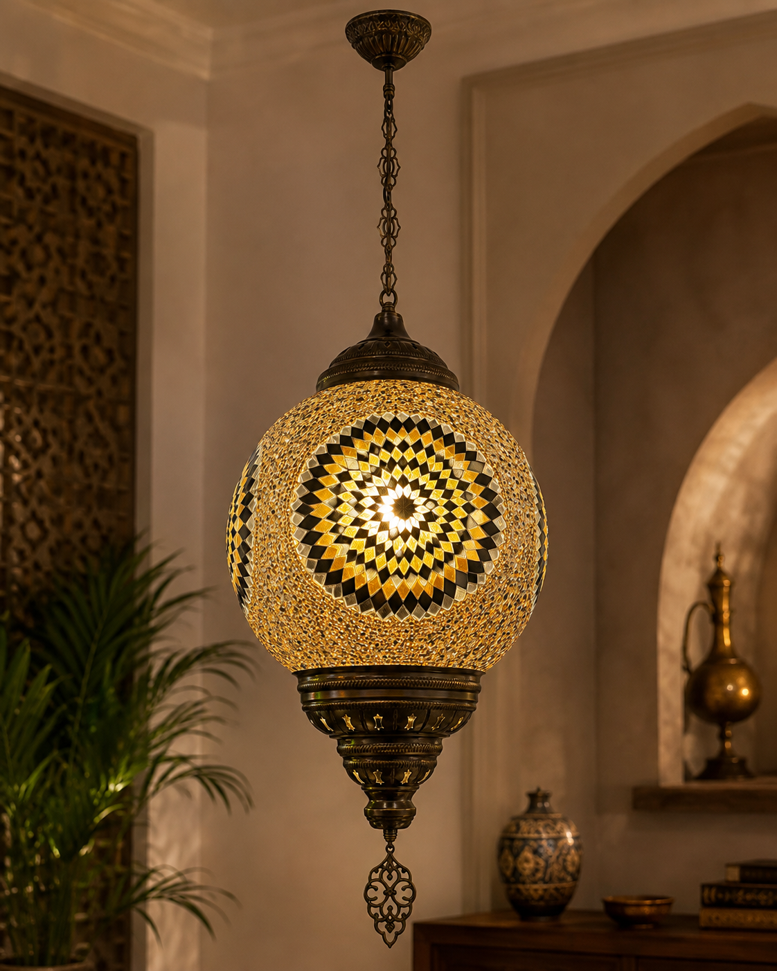 Golden Eclipse – Mosaik-Ballon-Hängeleuchte - [13]