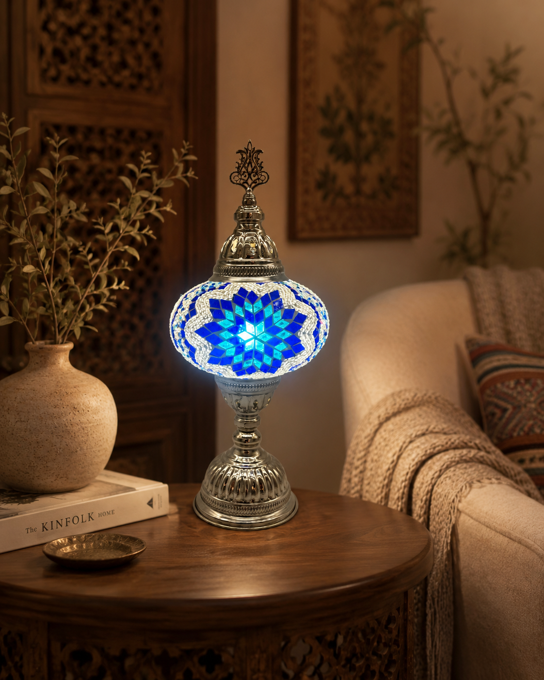 Orientalische Mosaik-Tischlampe – Sapphire Star